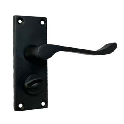 Victorian Scroll Matt Black Bathroom Privacy Lock Door Handles 1 Pair