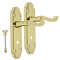 Brass Finish Epsom Victorian Scroll on Shaped Back Plate Lock Door Handle