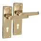 Brass Door Handles Interior Door Lock Handles-Victorian Straight Lock Handlesx1