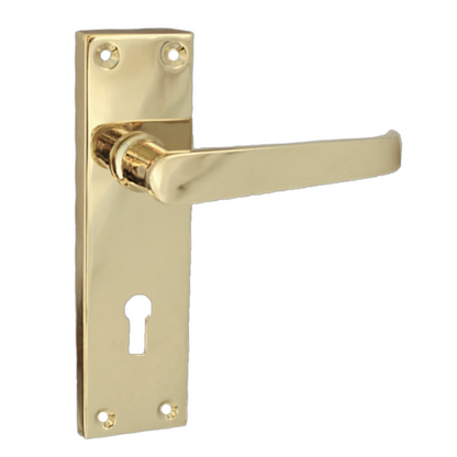 Brass Door Handles Interior Door Lock Handles-Victorian Straight Lock Handlesx1