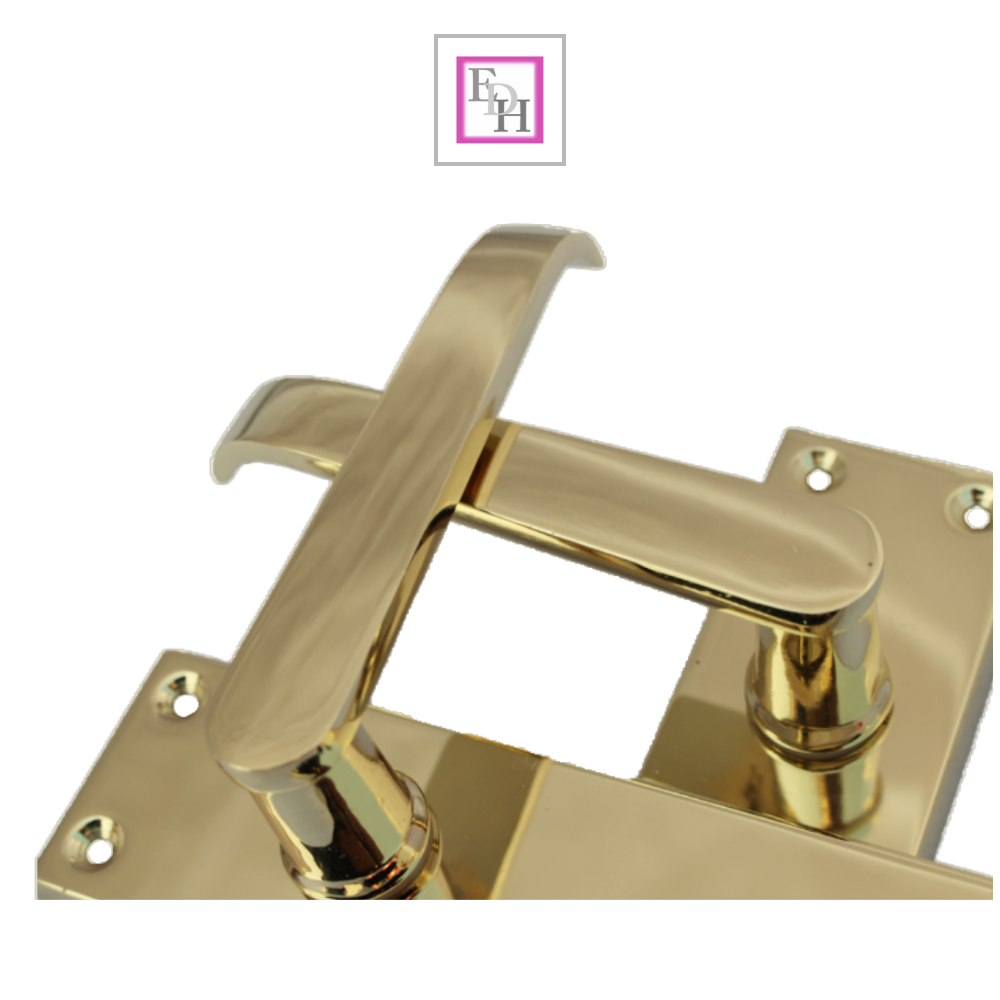 Brass Door Handles Interior Door Lock Handles-Victorian Straight Lock Handlesx1