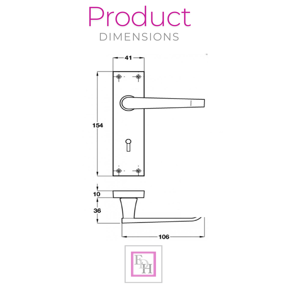 Brass Door Handles Interior Door Lock Handles-Victorian Straight Lock Handlesx1