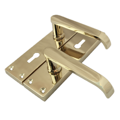 Brass Door Handles Interior Door Lock Handles-Victorian Straight Lock Handlesx1