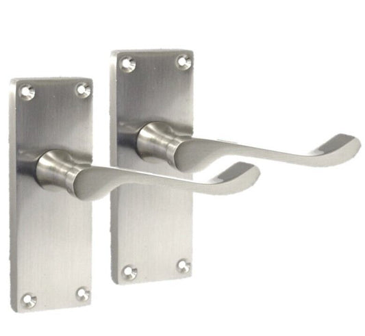 Modern Victorian  Scroll Lever Latch Door Handles Satin Nickel,  1 Pair