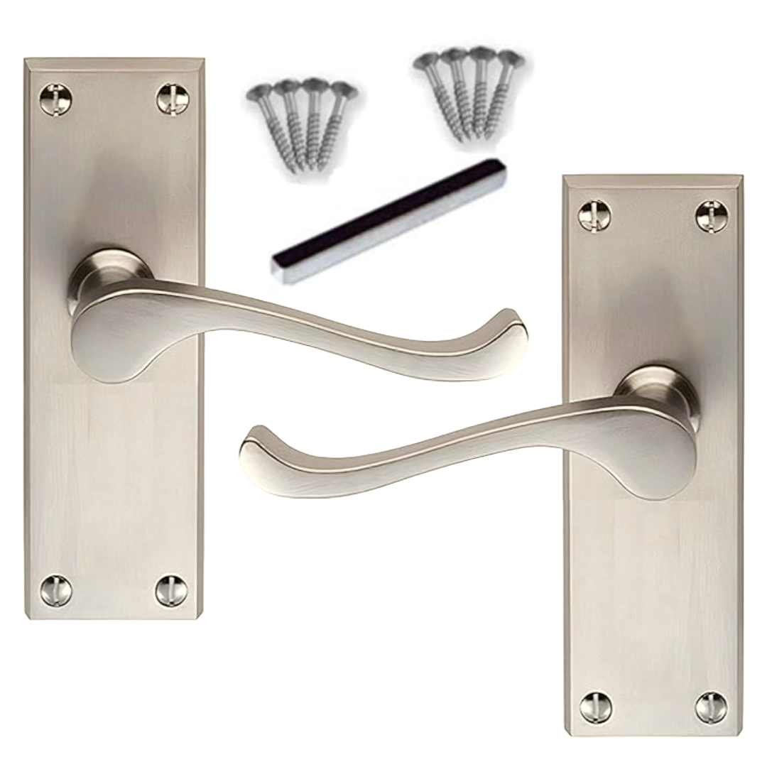 Door Handles Satin Nickel  Scroll Latch Modern Victorian Handles