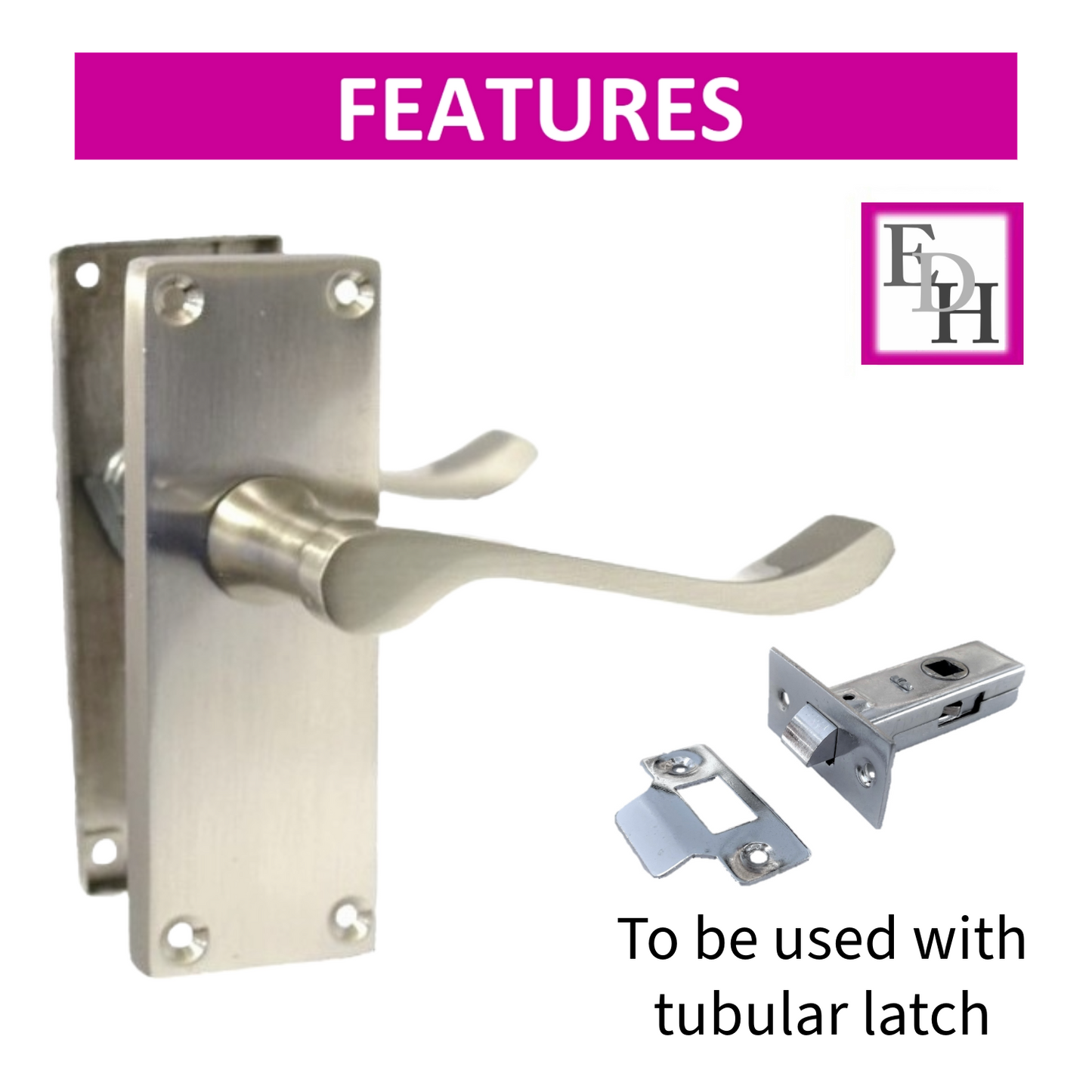 Door Handles Satin Nickel  Scroll Latch Modern Victorian Handles