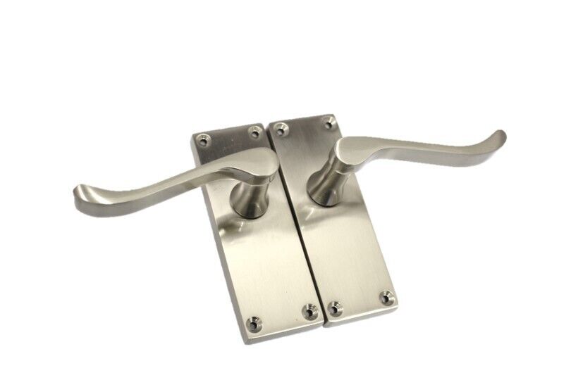 Door Handles Satin Nickel  Scroll Latch Modern Victorian Handles