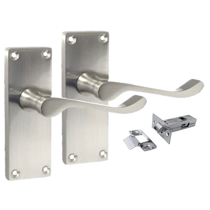 Door Handles Satin Nickel  Scroll Latch Modern Victorian Handles