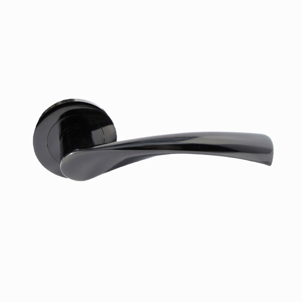 MODERN BLACK Nickel TWIST DOOR HANDLES On Round Rose Door Handle Astrid