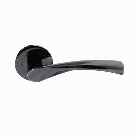MODERN BLACK Nickel TWIST DOOR HANDLES On Round Rose Door Handle Astrid