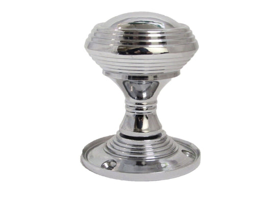 Door Knob Polished Chrome Queen Anne Reeded Door Handles LARGE ROSE PLATE