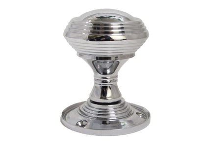 Door Knob Polished Chrome Queen Anne Reeded Door Handles LARGE ROSE PLATE