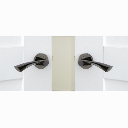 MODERN BLACK Nickel TWIST DOOR HANDLES On Round Rose Door Handle Astrid