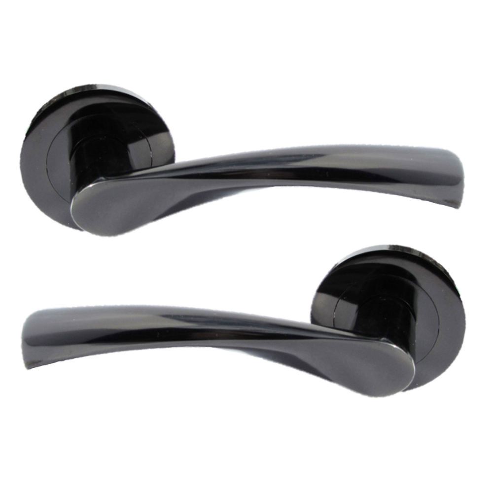 MODERN BLACK Nickel TWIST DOOR HANDLES On Round Rose Door Handle Astrid