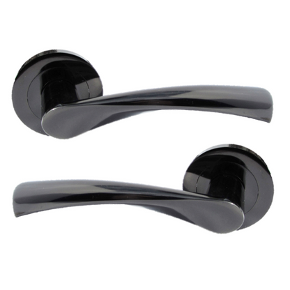 MODERN BLACK Nickel TWIST DOOR HANDLES On Round Rose Door Handle Astrid