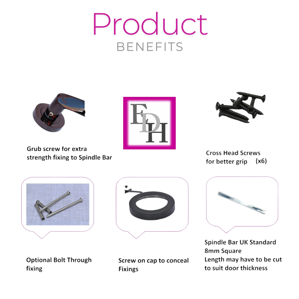 MODERN BLACK Nickel TWIST DOOR HANDLES On Round Rose Door Handle Astrid