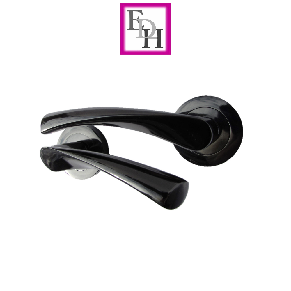 MODERN BLACK Nickel TWIST DOOR HANDLES On Round Rose Door Handle Astrid