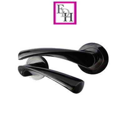 MODERN BLACK Nickel TWIST DOOR HANDLES On Round Rose Door Handle Astrid