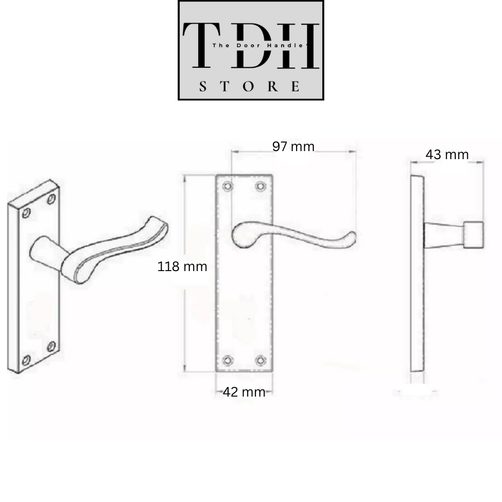 Matt Black Victorian Scroll Door Handle Lever Latch, Including Tubular Latchx4.a