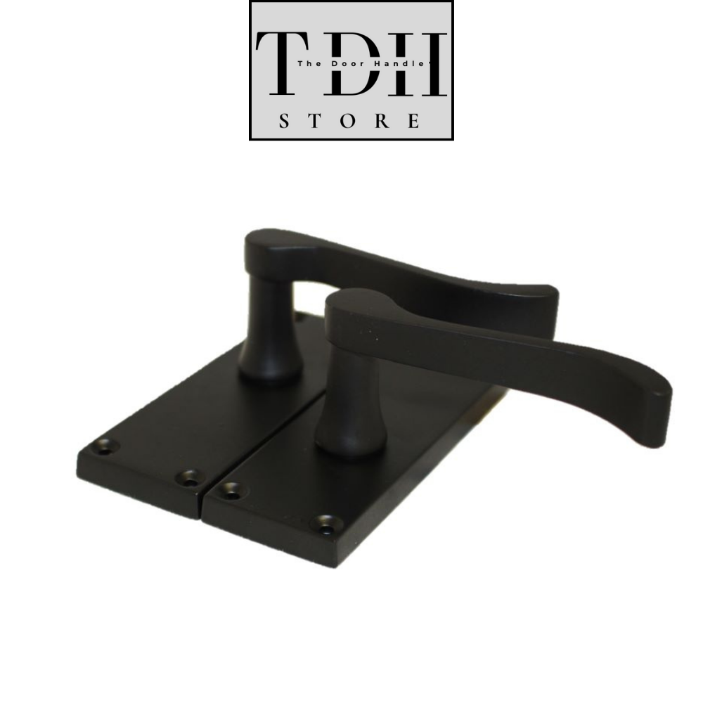Matt Black Victorian Scroll  Lever Latch Door Handle, Including Tubular Latch, 4 Pairs