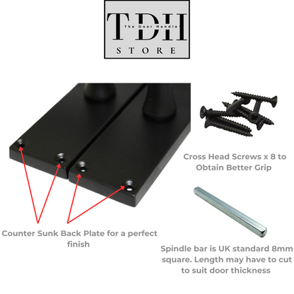 Matt Black Victorian Scroll  Lever Latch Door Handle, Including Tubular Latch, 4 Pairs