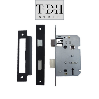 Door Handles Matt Black Finish Victorian Scroll Lock, Lever Lock & Keys.1