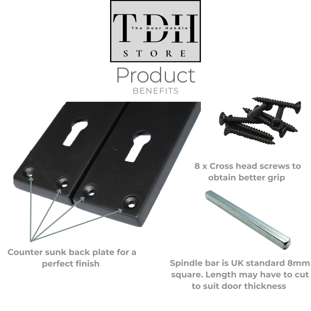 Door Handles Matt Black Finish Victorian Scroll Lock, Lever Lock & Keys.1