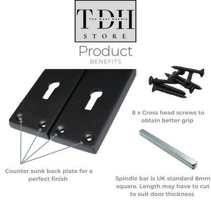 Door Handles Matt Black Finish Victorian Scroll Lock, Lever Lock & Keys.1