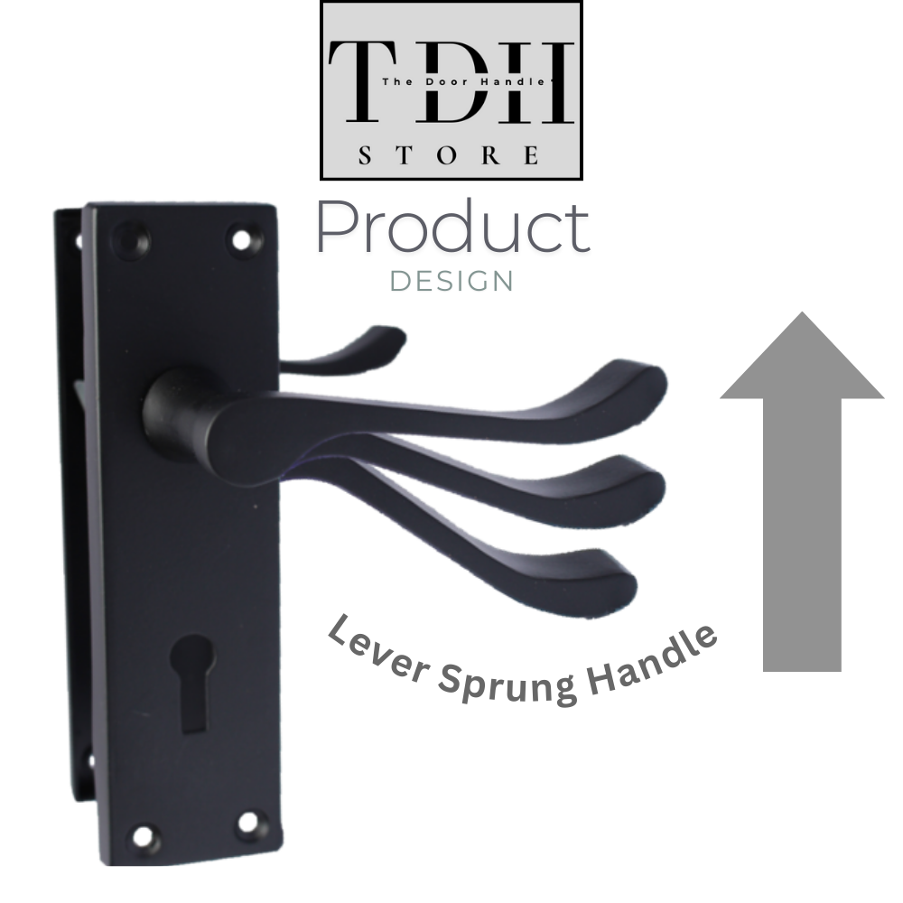 Door Handles Matt Black Finish Victorian Scroll Lock, Lever Lock & Keys.1