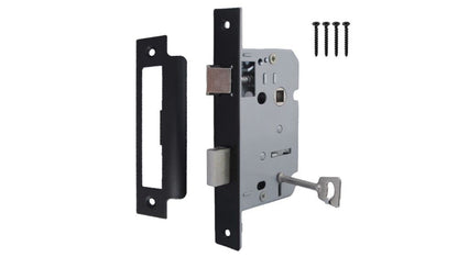 Door Handles Matt Black Finish Victorian Scroll Lock, Lever Lock & Keys.1