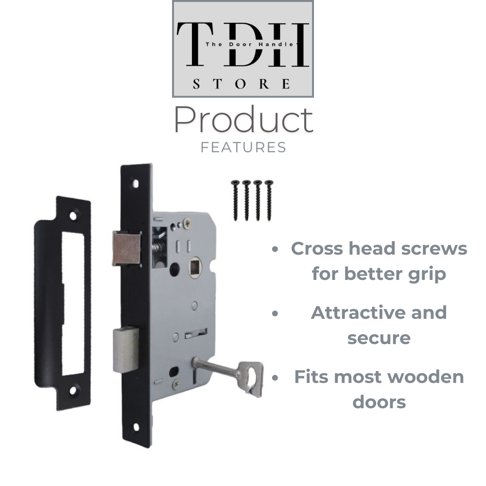 Door Handles Matt Black Finish Victorian Scroll Lock, Lever Lock & Keys.1