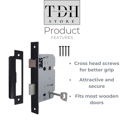 Door Handles Matt Black Finish Victorian Scroll Lock, Lever Lock & Keys.1