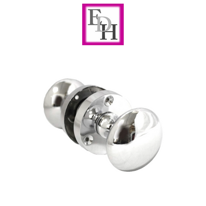 Chrome Door Knob Modern Round Rose Door Knob Silver Door Handle+Tubular Latch 6
