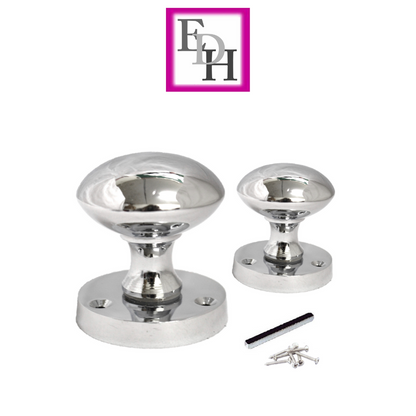 Chrome Door Knob Modern Round Rose Door Knob Silver Door Handles 1 Pair