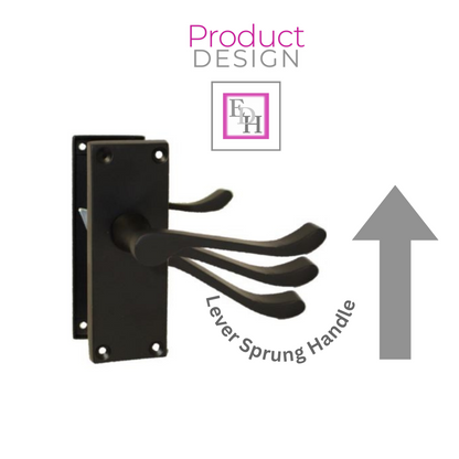 Matt Black Victorian Scroll Door Handle Lever Latch, Including Tubular Latchx6.6