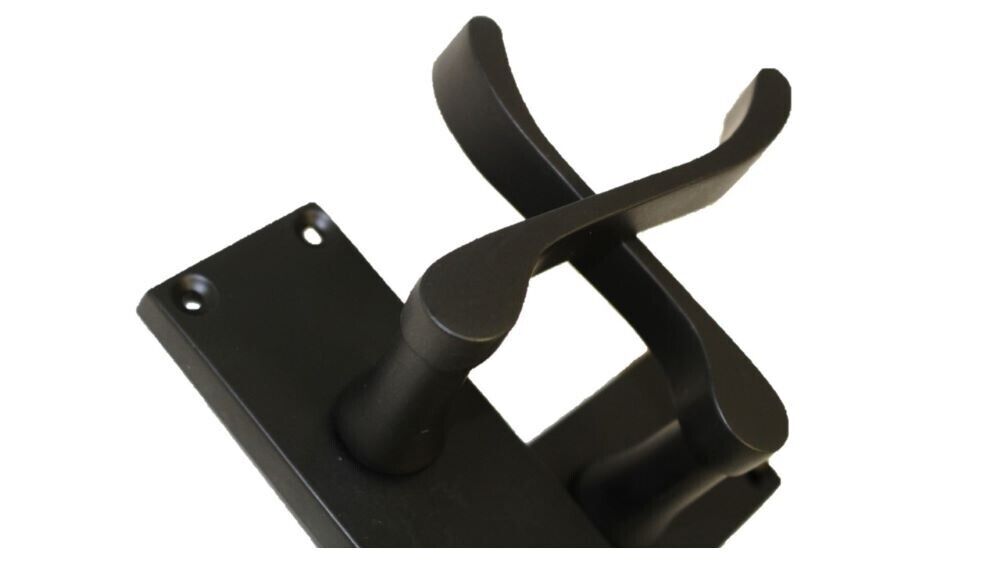 Matt Black Victorian Scroll Door Handle Lever Latch, Including Tubular Latchx6.6