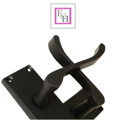 Matt Black Victorian Scroll Door Handle Lever Latch, Including Tubular Latchx6.6