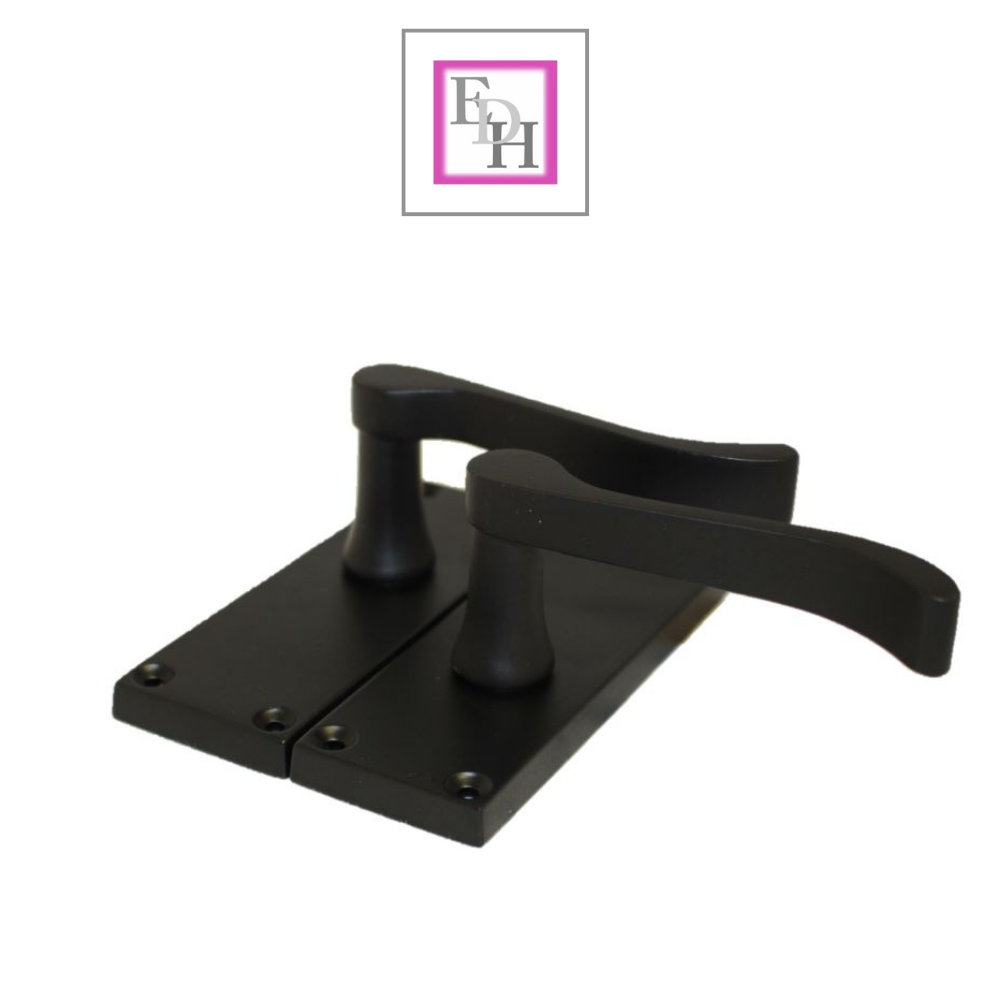 Matt Black Victorian Scroll Door Handle Lever Latch, Including Tubular Latchx6.6