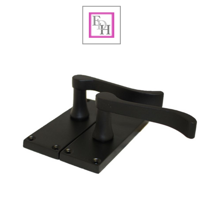 Matt Black Victorian Scroll Door Handle Lever Latch, Including Tubular Latchx6.6