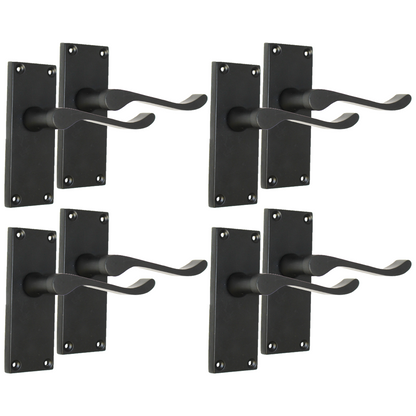 Matt Black Victorian Scroll Door Handle 4 Pairs