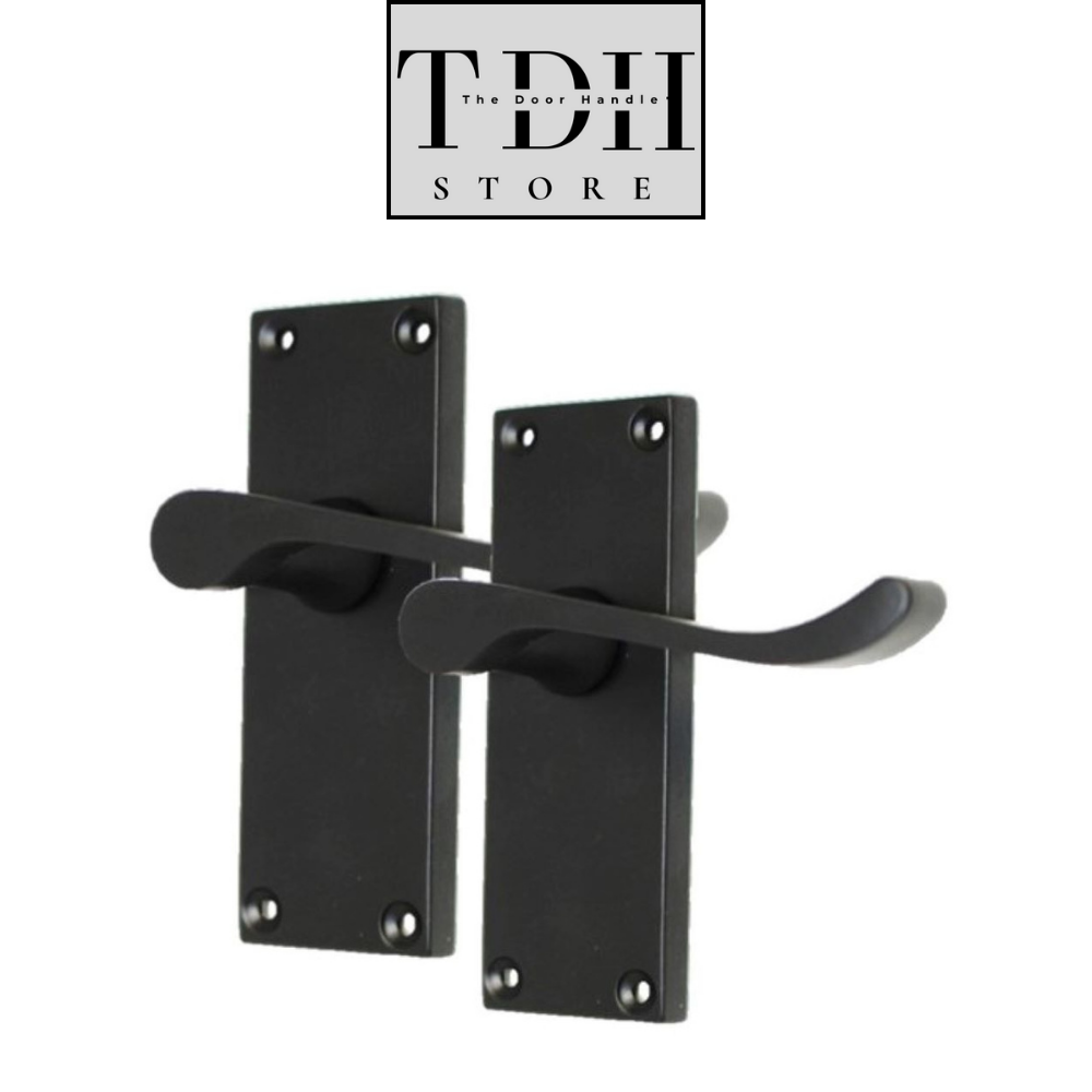 Matt Black Victorian Scroll Door Handle , Modern Elegant Matt Black Finish