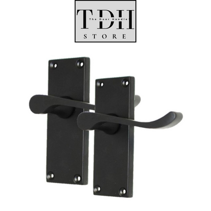 Matt Black Victorian Scroll Door Handle , Modern Elegant Matt Black Finish