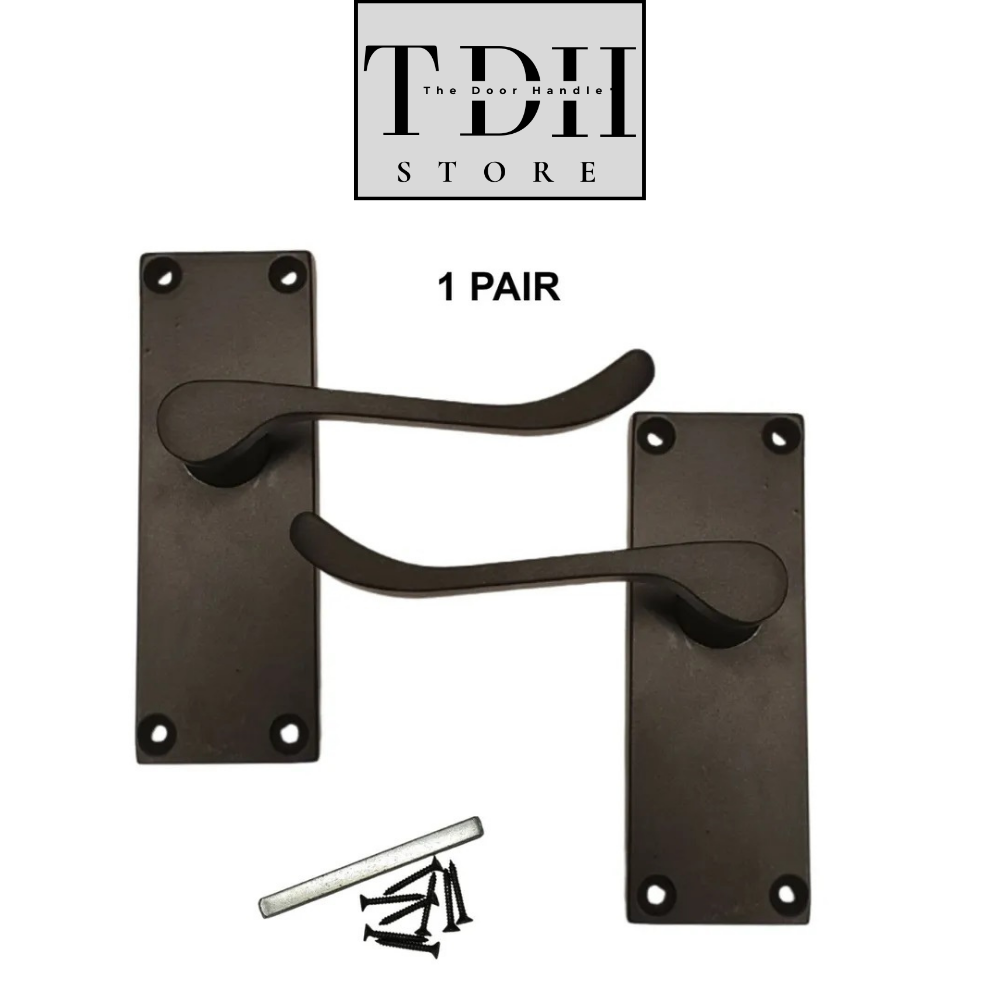 Matt Black Victorian Scroll Door Handle , Modern Elegant Matt Black Finish