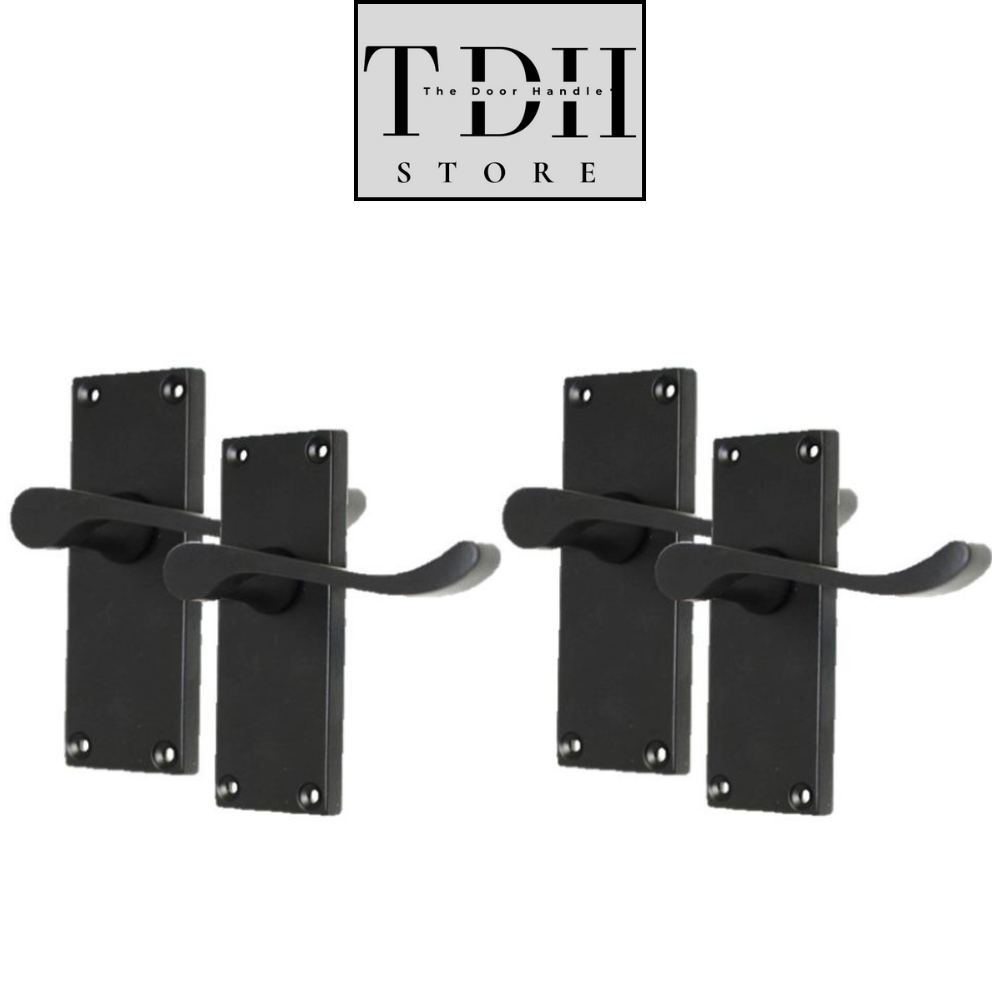 Matt Black Victorian Scroll Door Handle , Modern Elegant Matt Black Finish