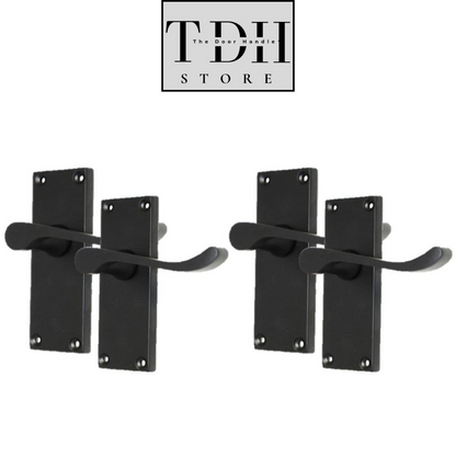 Matt Black Victorian Scroll Door Handle , Modern Elegant Matt Black Finish