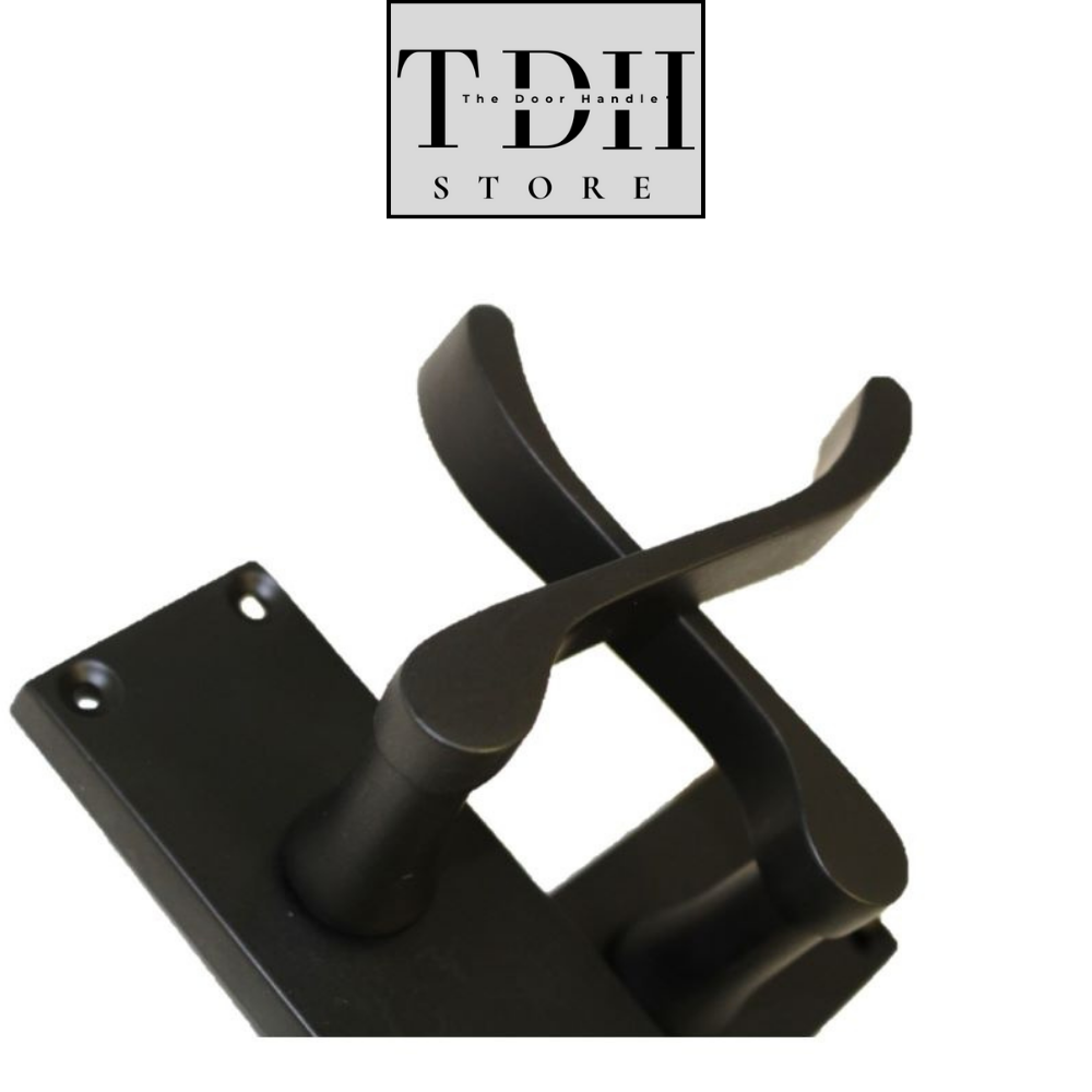 Matt Black Victorian Scroll Door Handle , Modern Elegant Matt Black Finish