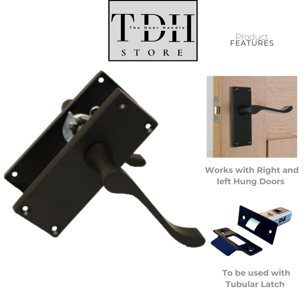 Matt Black Victorian Scroll Door Handle , Modern Elegant Matt Black Finish