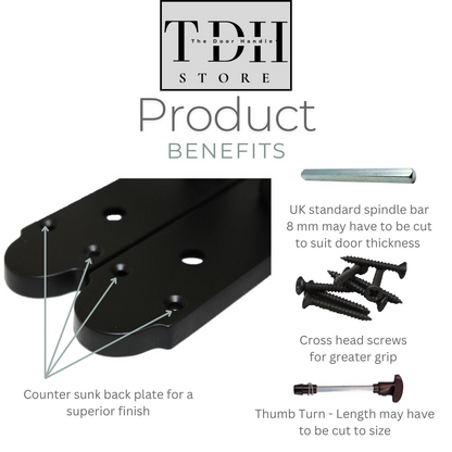 Matt Black Bathroom Door Handles With Sash Lock - Victorian Scroll Door Pack