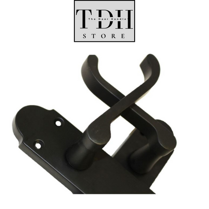 Matt Black Bathroom Door Handles With Sash Lock - Victorian Scroll Door Pack
