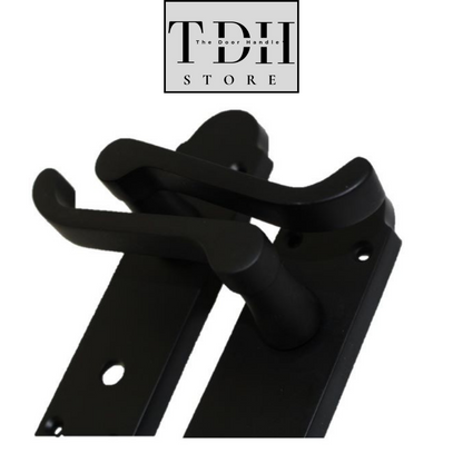 Matt Black Bathroom Door Handles With Sash Lock - Victorian Scroll Door Pack